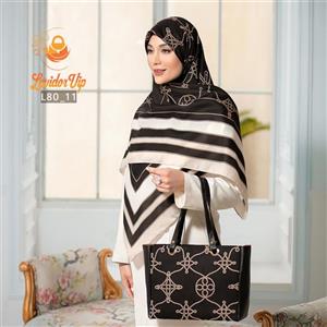 ست کیف و روسری نخ ابریشم قواره ۱۴۰ طرح ریسمان