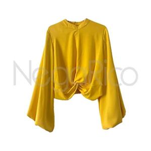 بلوز مجلسی آستین پفی طرح گرهی