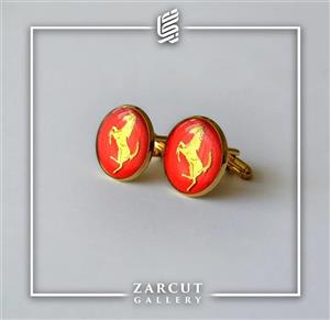 دکمه سردست طرح فراری با ورق روکش طلای 24 عیار