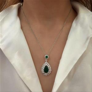 گردنبند جواهری نگین سبز کد GA00082