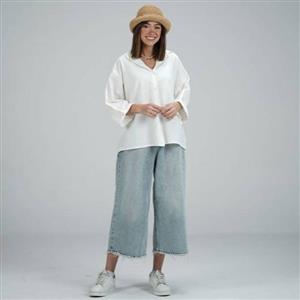 شومیز بیسیک زنانه لینن پفکی