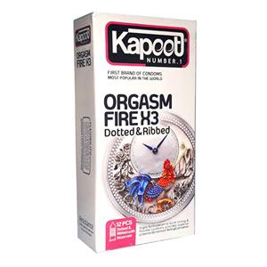 کاندوم خاردار و شیاردار کاپوت مدل Orgasm Fire X3 بسته 12 عددی Kapoot Orgasm Fire X3 Professional Condoms 12PSC