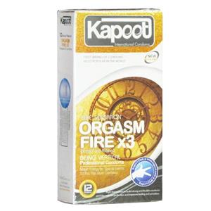 کاندوم خاردار و شیاردار کاپوت مدل Orgasm Fire X3 بسته 12 عددی Kapoot Orgasm Fire X3 Professional Condoms 12PSC