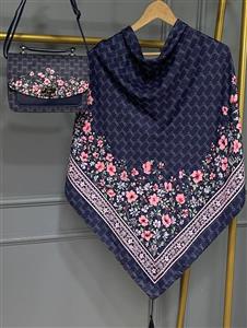 ست کیف و روسری گل دی اند جی سورمه ای (B2)