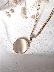 زنجیر و پلاک زنانه نگین دار طلایی رنگ استیل