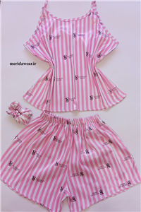 ست تاپ و شورتک ساتن طرح ویکتوریا سکرت صورتی