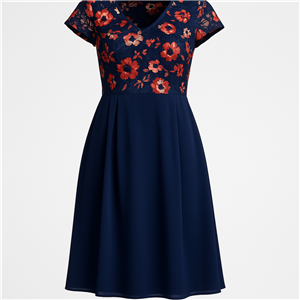 پیراهن زنانه مجلسی میدی سرمه ای اورجینال