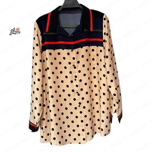 شومیز سایز بزرگ دخترانه آستین بلند خالدار