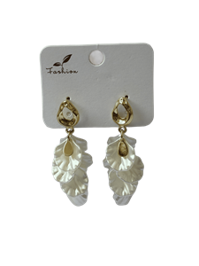 گوشواره آویز ژوپینگ مدل گل رنگ ثابت طلایی