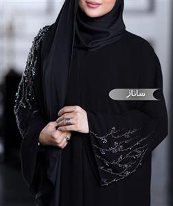 مانتو عبا زنانه ساناز مشکی شانتون درجه یک