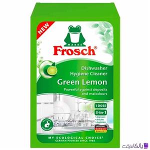 پودر جرمگیر ماشین ظرفشویی فروش FROSCH آلمان با رایحه لیمو سبز حجم 125 گرم