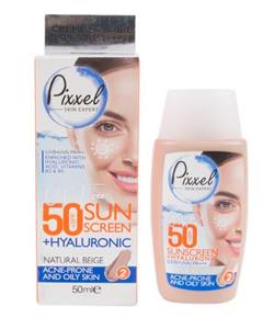 ضد آفتاب بژ طبیعی پیکسل SPF50  پوست های چرب، جوش دار و مختلط حجم ۵۰ میل