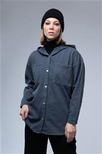 شومیز کتان کلاهدار نوک مدادی 15671