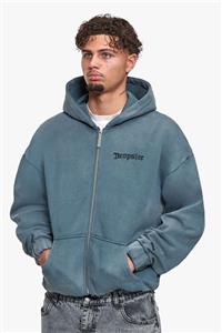 سویشرت بیسیک گرم بالا لوگو گلدوزی رنگ Washed Grey برند دراپسایز DROPSIZE