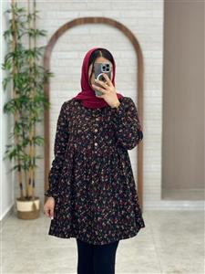 مانتو دلبر مشکی گل قرمز