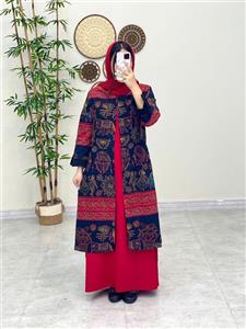 مانتو جیب در پیله سوزندوزی زمینه سورمه ای