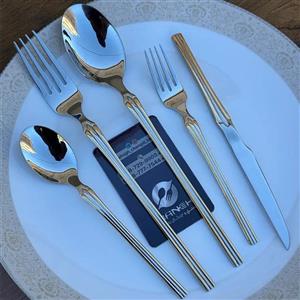 سرویس قاشق و چنگال طلایی نقره‌ای 24 نفره یونیک مدل 271MW