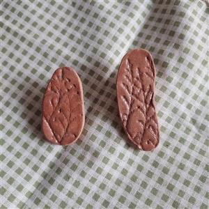 گوشواره میخی سرامیکی دست ساز ـ طرح برگ ـ کد 4