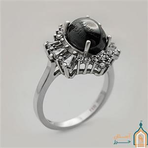انگشتر حدید صینی زنانه نقره مدل ندا با حکاکی اذکار