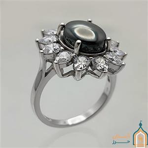 انگشتر حدید صینی زنانه نقره مدل اسنا با حکاکی اذکار