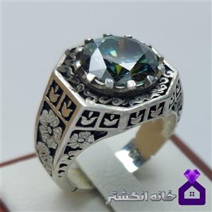 انگشتر الماس موزانایت دورنگ با رکاب قلم کاری کد144