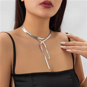 گردنبند زنانه دولاین ماری استیل رنگ ثابت