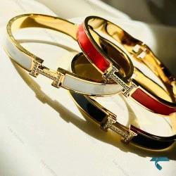 دستبند هرمس میناکاری نگین دار Hermes-8490-L