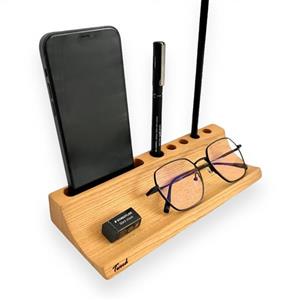 نظم‌دهنده میز چوبی با پایه تلفن - جاقلمی چوبی رنگ هولیکا