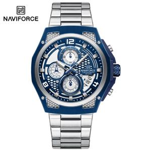 ساعت مچی مردانه نيوی فورس NAVIFORCE مدل Nf8051 ژاپنی صفحه آبی