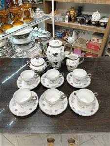سرویس قهوه خوری گل بنفش و نقره ای ژاپنی قدیمی