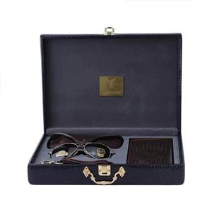 ست کیف کتی چرم و عینک مردانه چرمسال قهوه ای پوست ماری 182/2