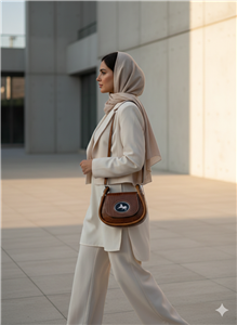 کیف دوشی چرم مدل مینا ترکیب با فلز طرح اسب- چرم گابای