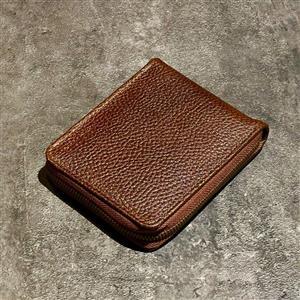 کیف پول جیبی چرم طبیعی برند ROMA مدل زیپدار رنگ قهوه ای کد 17395