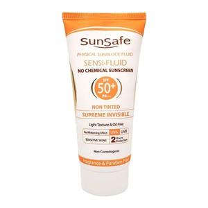 ضد آفتاب فیزیکال فلوئید پوست‌های حساس SPF50 سان سیف