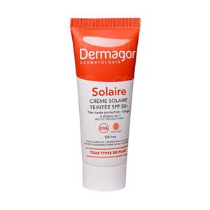 کرم ضد آفتاب SPF 50  رنگی فاقد چربی 3 در 1 درماگور 40 میلی لیتر