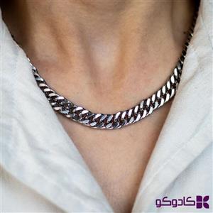 گردنبند کارتیه ژاپنی استیل نقره‌ای | گردنبند اسپورت | کادوکو