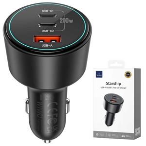 شارژر فندکی فست شارژ ماشین تایپ‌سی 200 وات ویوو WI-QC026