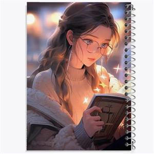 دفتر زبان سه خط 50 برگ خندالو طرح دختر و کتاب