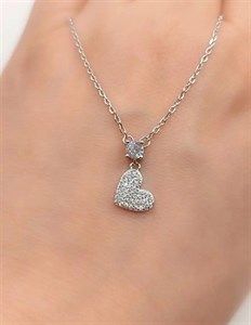 گردنبند نقره زنانه مدل قلب نگین دار 