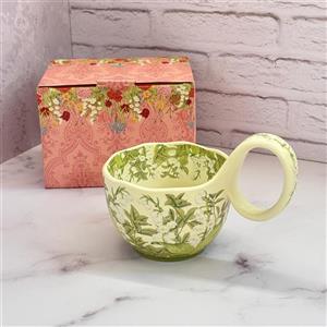 لته خوری سرامیکی طرح گل موگه سبز