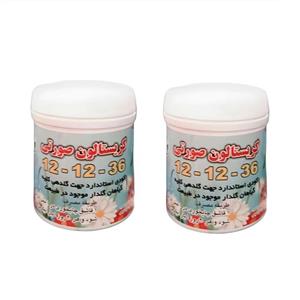 کود گلدهی کریستالون صورتی سبز شیمی مدل npk 12-12-36 وزن 90 گرم بسته 2 عددی 
