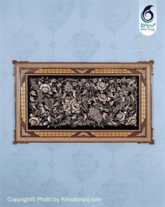 تابلو خاتم صلیبی با  پلاک مسی  قلمزنی گل و مرغ روکش قلع ضمانت 36 ماهه صنایع دستی کیمیاترنج 
