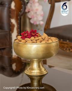 کاسه آجیل خوری تک پایه ساده   برنجی ضخیم پسته خوری با ضمانت ۶۰ ماهه صنایع دستی کیمیا ترنج