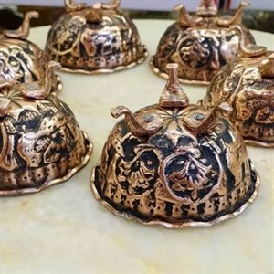 ست سنگاب ساده  برنجی با نقاشی زرینه و روکش پلی استر 