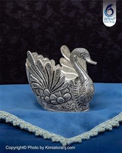 قو سایز 3 شبه نقره قلم زنی گل و مرغ با روکش و ضمانت ۳۶ ماهه کیمیاترنج 