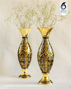 گلدان 24 موشکی برنجی با نقاشی زرینه و روکش پلی استر با ضمانت ۶۰ ماهه کیمیاترنج