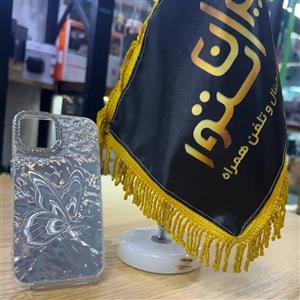 قاب آیفون فانتزی طرح پروانه بی نهایت نگین دار رنگ silver