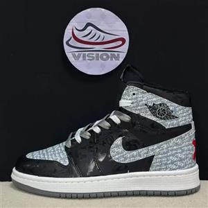 کفش کتانی مردانه مدل جردن 1ساق مشکی طوسی طرح دار Jordan 1