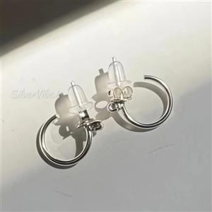 گوشواره نقره زنانه حلقه هوپ با تک نگین | برند Accessories