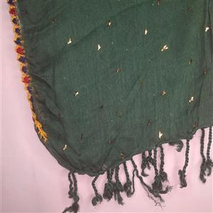 شال گلابتونی لبه دوزی سبز